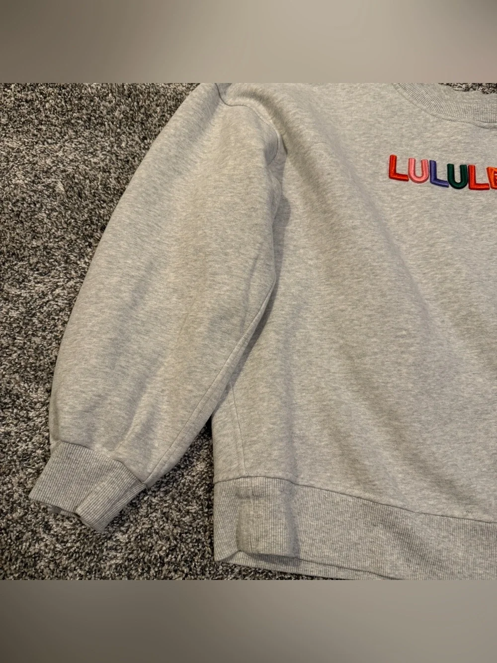 RARE* Lululemon multicolored wordmark crewneck